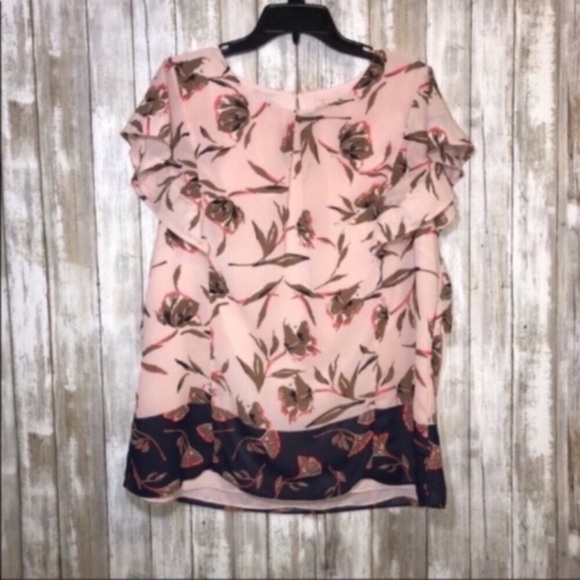 Gibson Latimer Tops - Gibson Latimer Floral 2 Tone Blouse